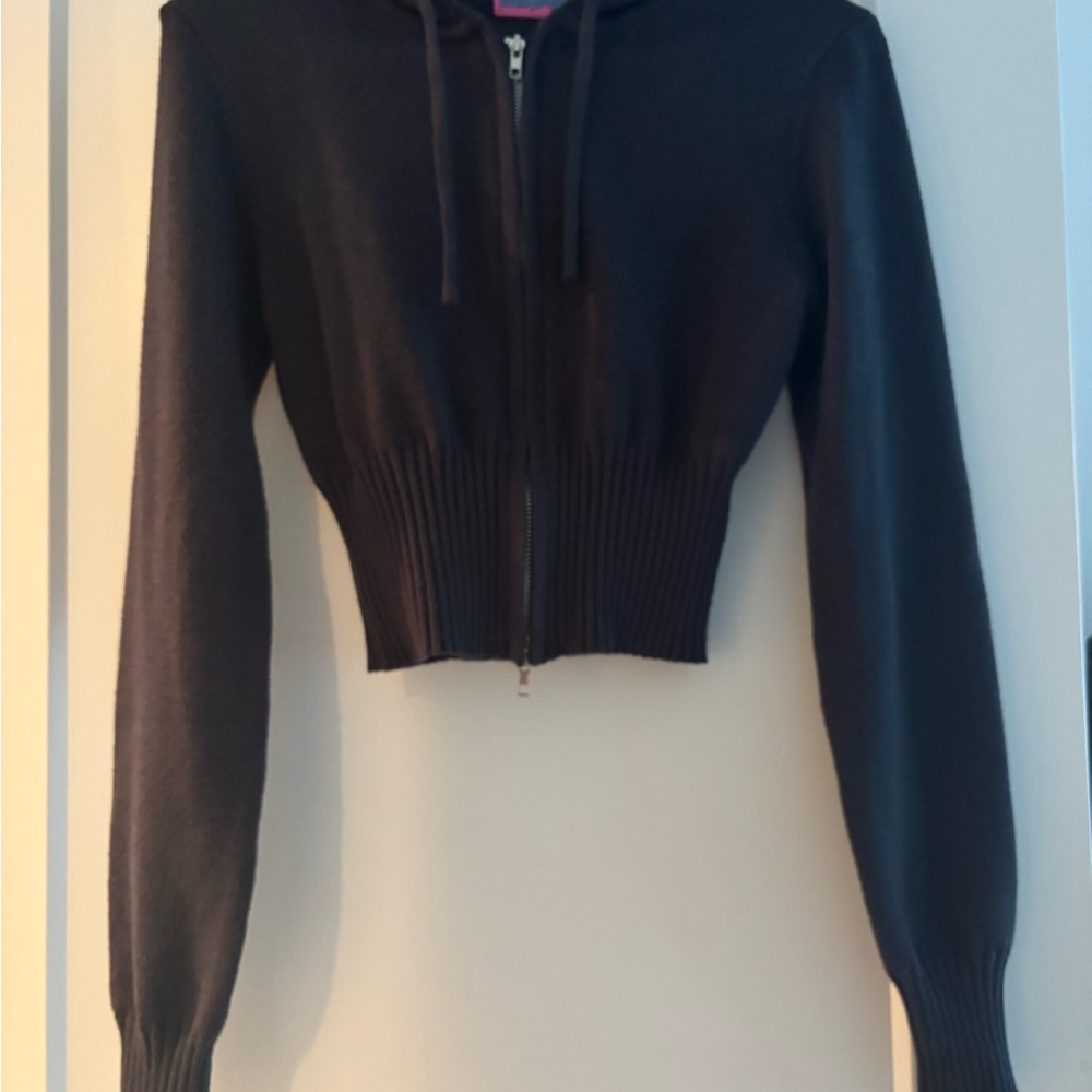 Edikted Navy/Charcoal Zippered Cropped Cardigan